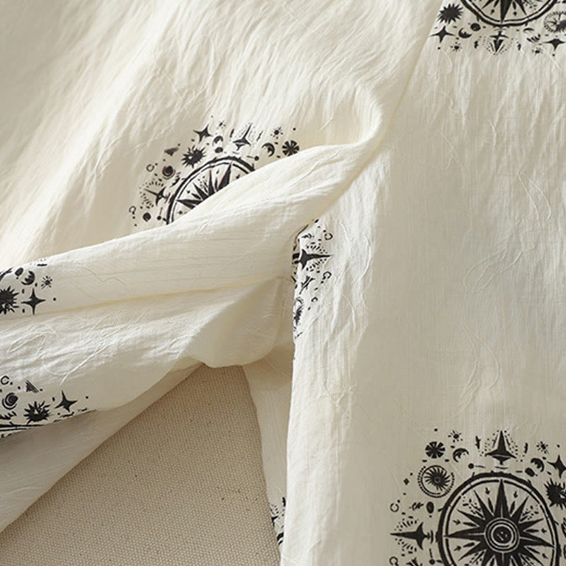 Pantalones anchos de algodón para mujer con estampado bohemio de Buddha Stones y patrón celestial con bolsillos - image 12