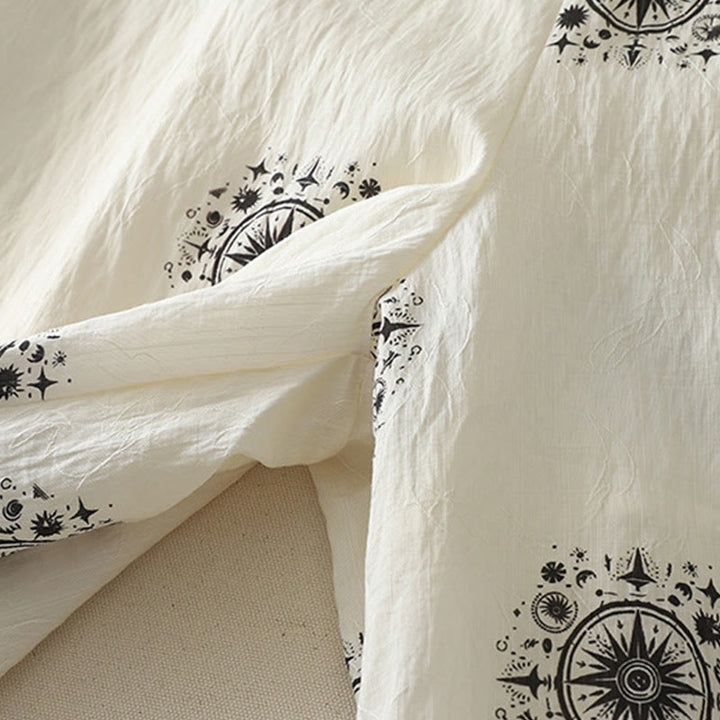 Pantalones anchos de algodón para mujer con estampado bohemio de Buddha Stones y patrón celestial con bolsillos - image 12
