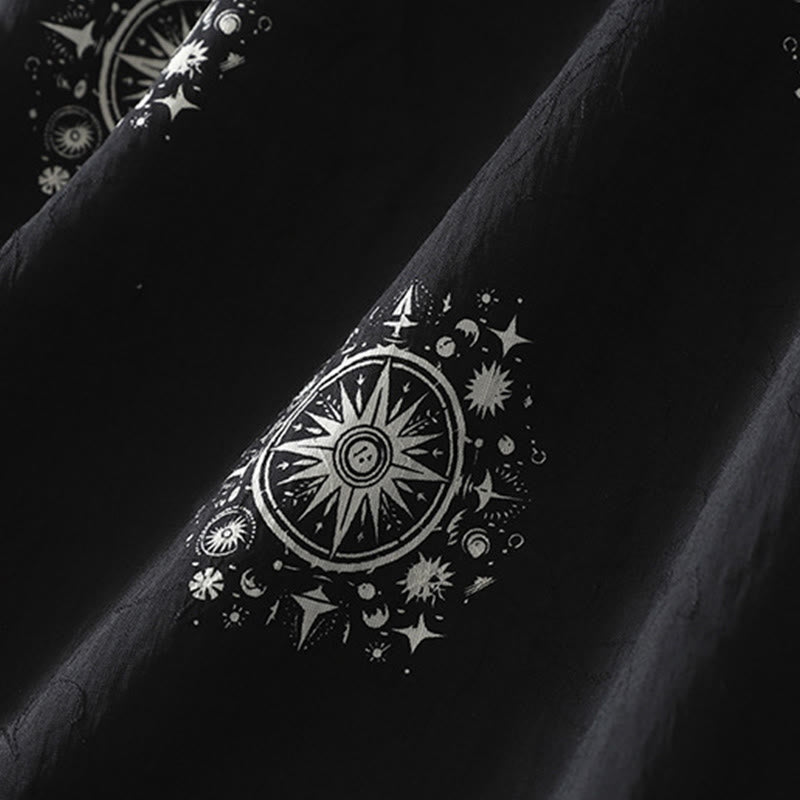Pantalones anchos de algodón para mujer con estampado bohemio de Buddha Stones y patrón celestial con bolsillos - image 3