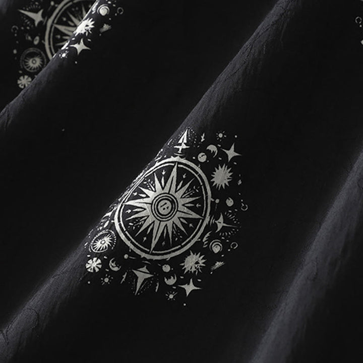 Pantalones anchos de algodón para mujer con estampado bohemio de Buddha Stones y patrón celestial con bolsillos - image 3