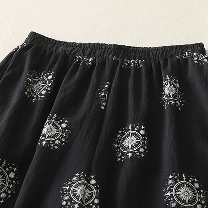 Pantalones anchos de algodón para mujer con estampado bohemio de Buddha Stones y patrón celestial con bolsillos - image 2