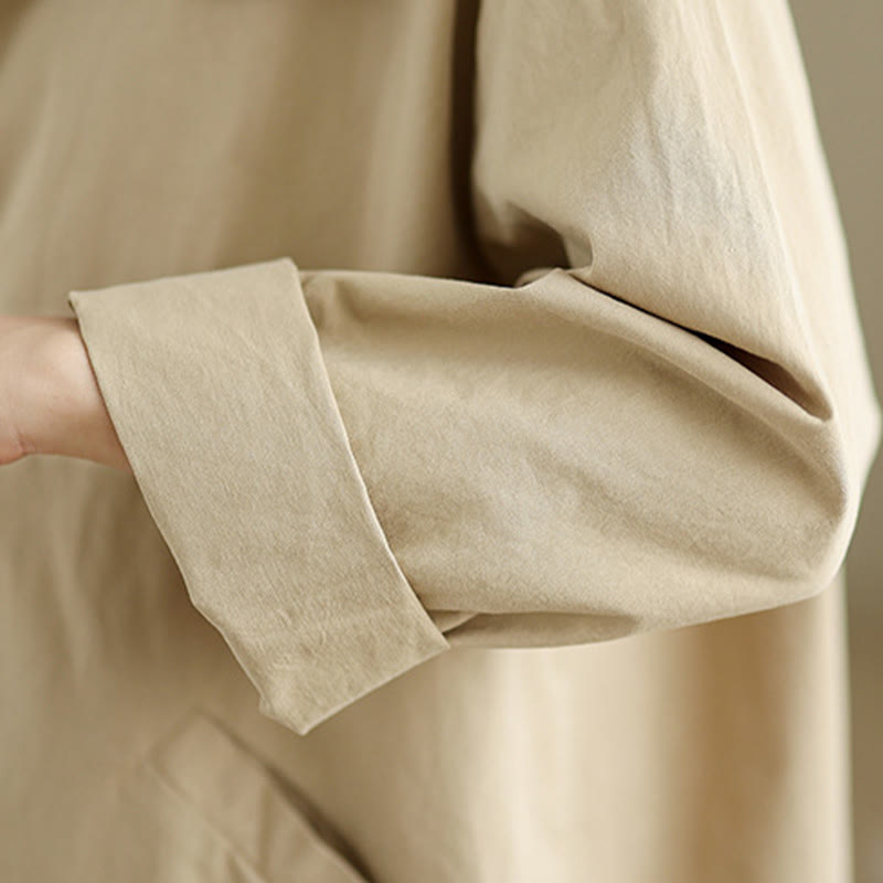 Chaqueta de lino y algodón de manga larga para mujer con diseño de botones lisos y bolsillos de Buddha Stones Spring - image 7