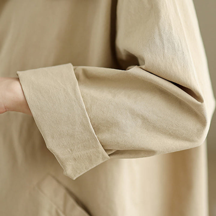 Chaqueta de lino y algodón de manga larga para mujer con diseño de botones lisos y bolsillos de Buddha Stones Spring - image 7