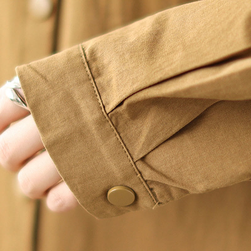 Chaqueta de lino y algodón con bolsillos para mujer con capucha y cordón ajustable Buddha Stones Casual Commute - image 15