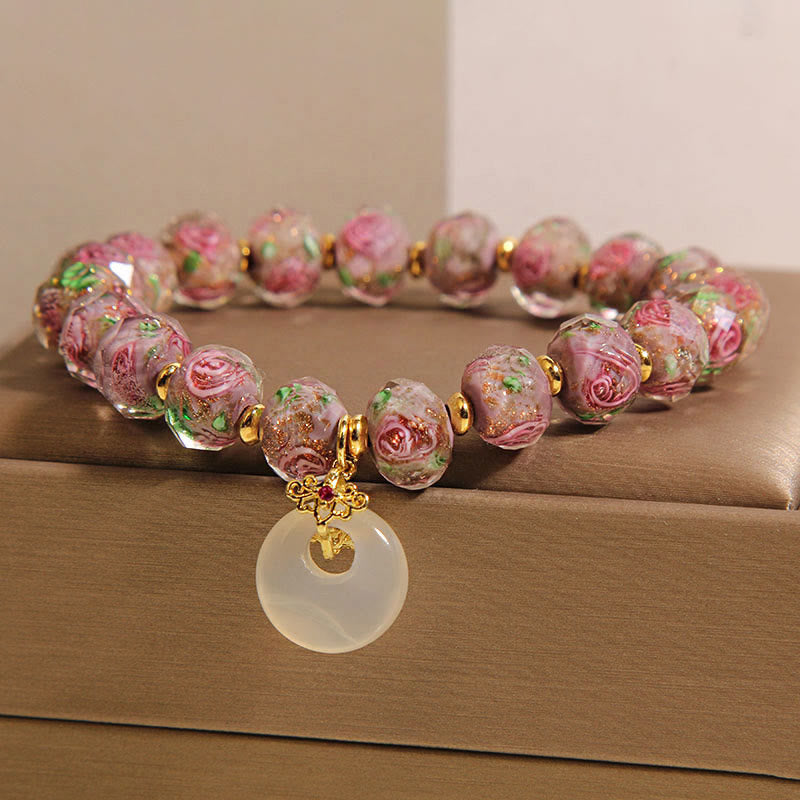 Pulsera de la paz con cuentas de vidrio Liuli y Buddha Stones con hebilla de la paz - image 2