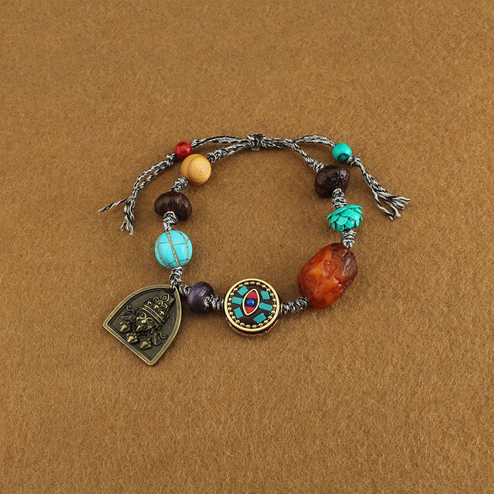 Pulsera de cuerda protectora de zakiram con Buddha Stones de Buda tibetano, turquesa y loto - image 2