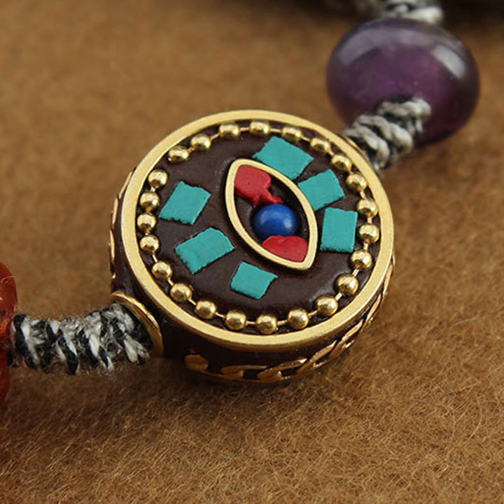 Pulsera de cuerda protectora de zakiram con Buddha Stones de Buda tibetano, turquesa y loto - image 13