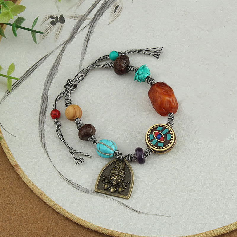 Pulsera de cuerda protectora de zakiram con Buddha Stones de Buda tibetano, turquesa y loto - image 10