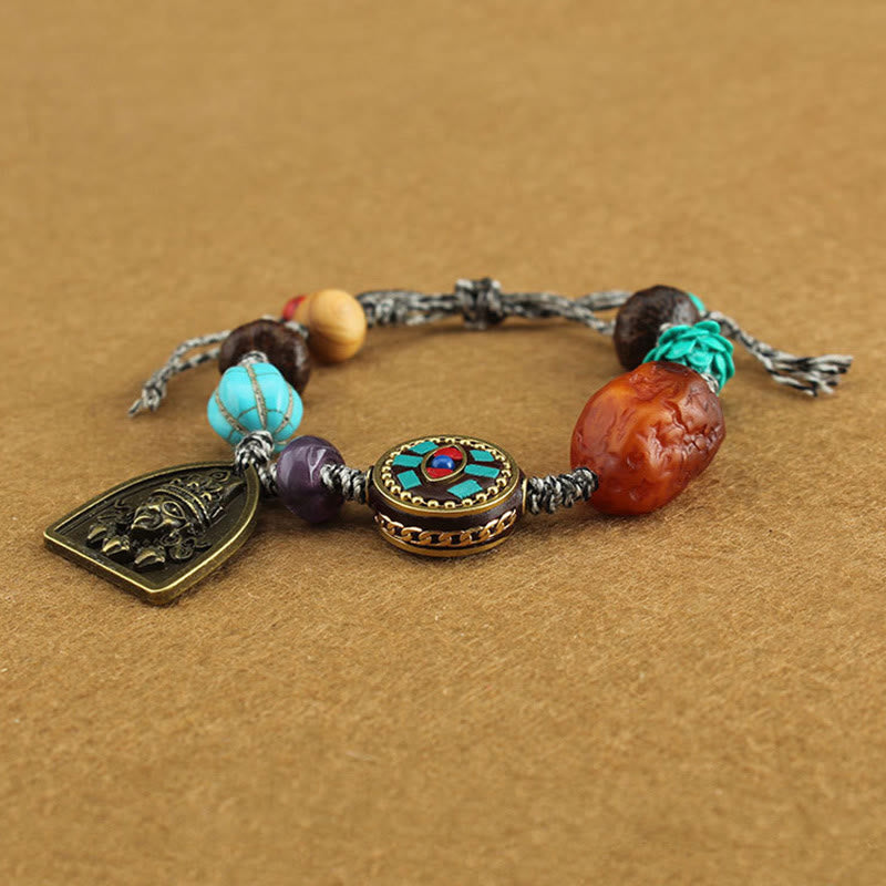 Pulsera de cuerda protectora de zakiram con Buddha Stones de Buda tibetano, turquesa y loto - image 5