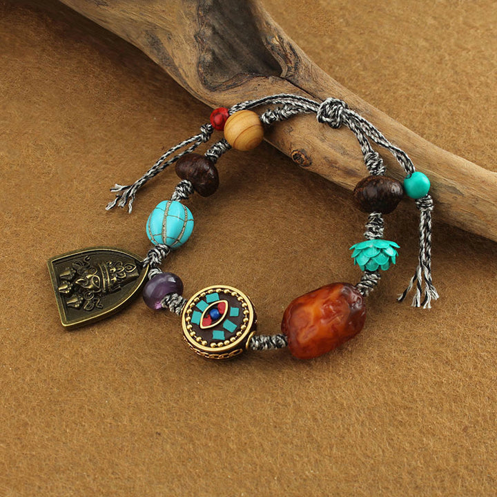 Pulsera de cuerda protectora de zakiram con Buddha Stones de Buda tibetano, turquesa y loto - image 3