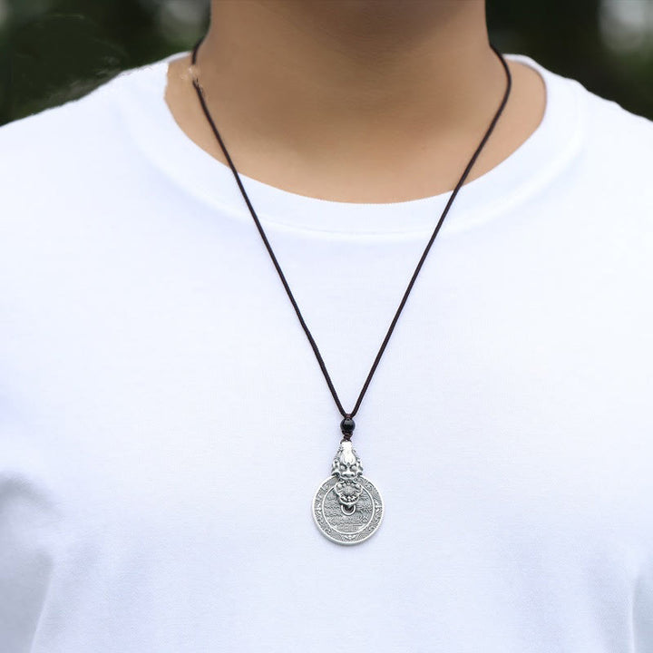Buddha Stones Colgante de collar de armonía de cobre Pixiu con diseño Bagua de fantasmas de montaña que gastan dinero - image 11