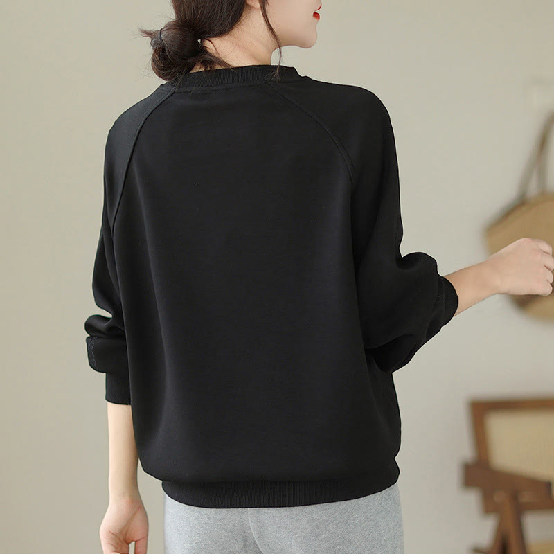 Sudadera de algodón con cuello redondo y estampado de Buddha Stones Fall para mujer  - image 10