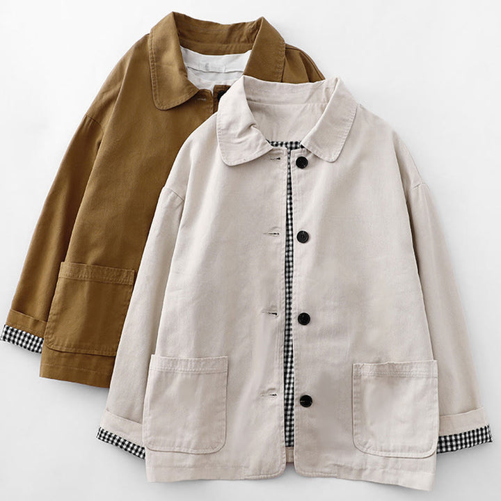 Chaqueta de algodón con diseño de patchwork y bolsillos para mujer de Buddha Stones Commute - image 13
