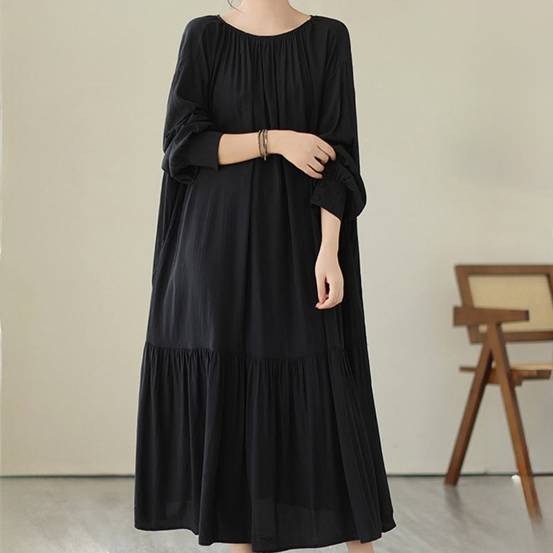 Vestido midi de gasa con bolsillos y estilo casual de dos caras con Buddha Stones - image 3
