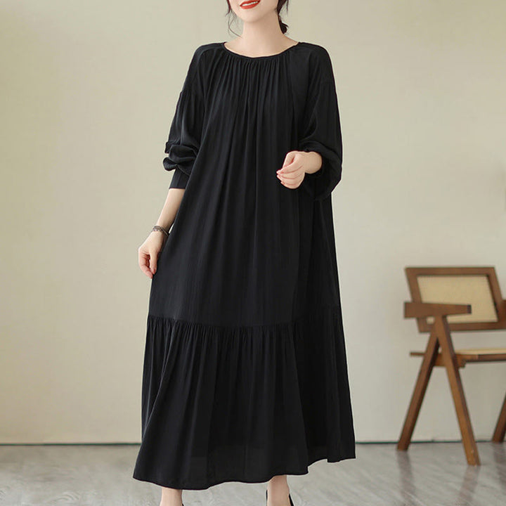 Vestido midi de gasa con bolsillos y estilo casual de dos caras con Buddha Stones - image 4