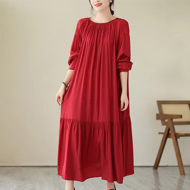 Vestido midi de gasa con bolsillos y estilo casual de dos caras con Buddha Stones - image 8