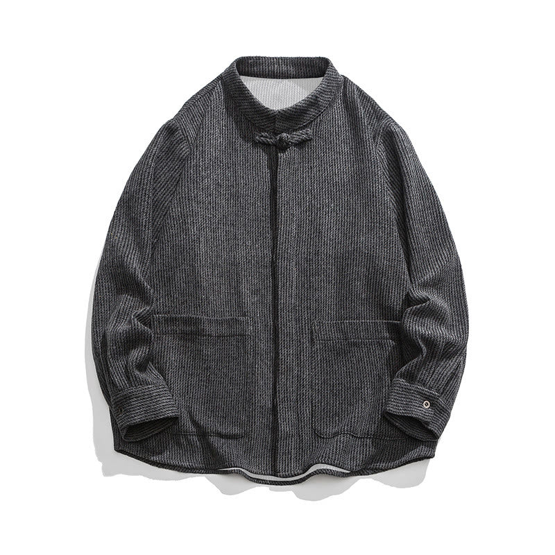 Chaqueta de algodón para hombre con diseño de botones de rana y manga larga con Buddha Stones y bolsillos - image 3