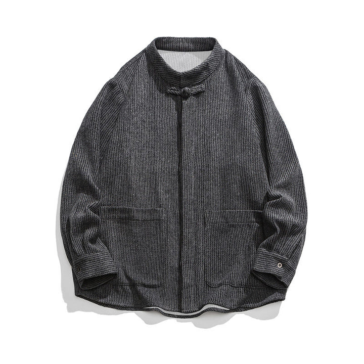 Chaqueta de algodón para hombre con diseño de botones de rana y manga larga con Buddha Stones y bolsillos - image 4