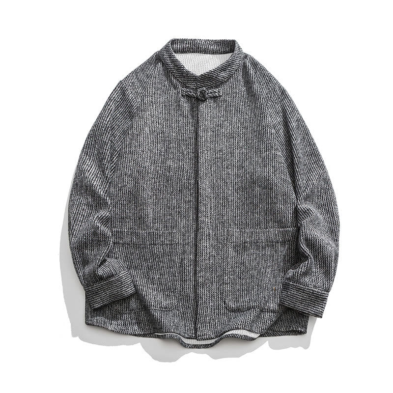 Chaqueta de algodón para hombre con diseño de botones de rana y manga larga con Buddha Stones y bolsillos - image 22