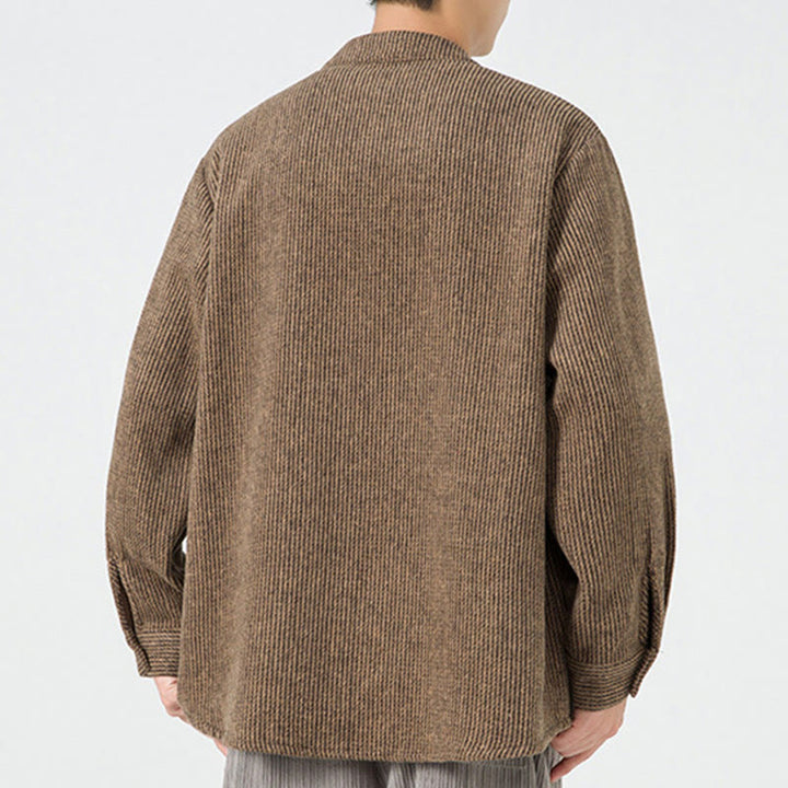 Chaqueta de algodón para hombre con diseño de botones de rana y manga larga con Buddha Stones y bolsillos - image 51