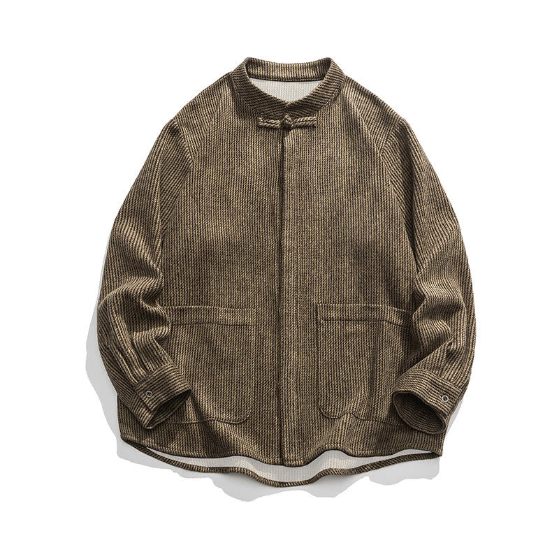 Chaqueta de algodón para hombre con diseño de botones de rana y manga larga con Buddha Stones y bolsillos - Vara de oro oscura - US/UK/AU46, EU56 (5XL) - image 39