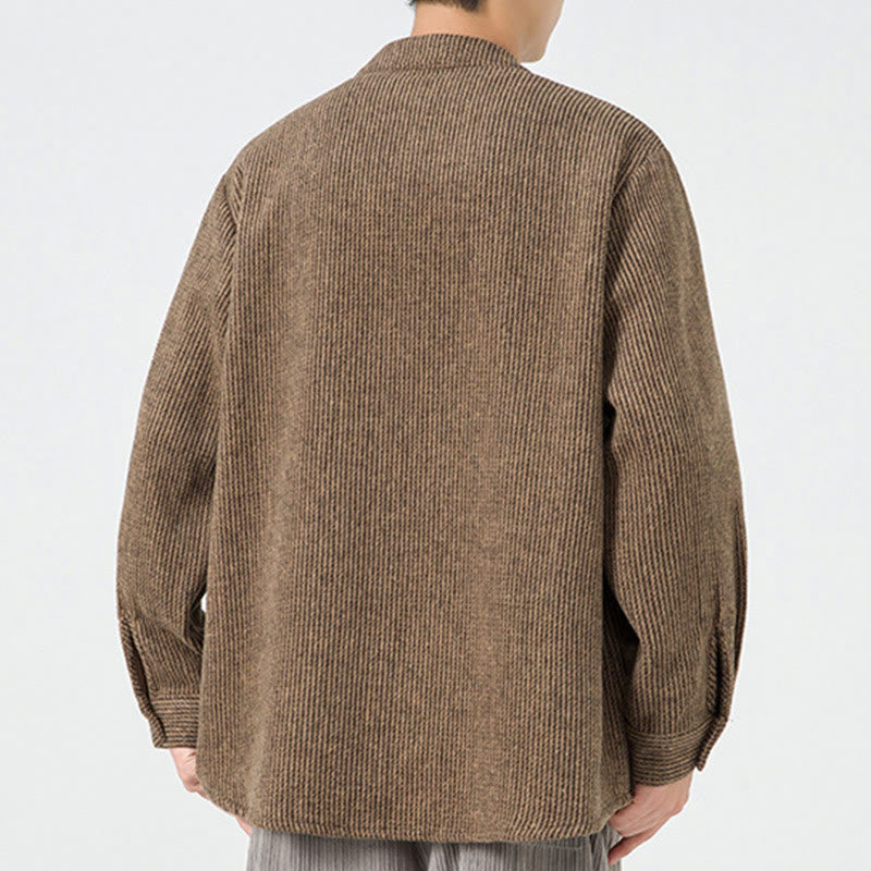 Chaqueta de algodón para hombre con diseño de botones de rana y manga larga con Buddha Stones y bolsillos - image 52