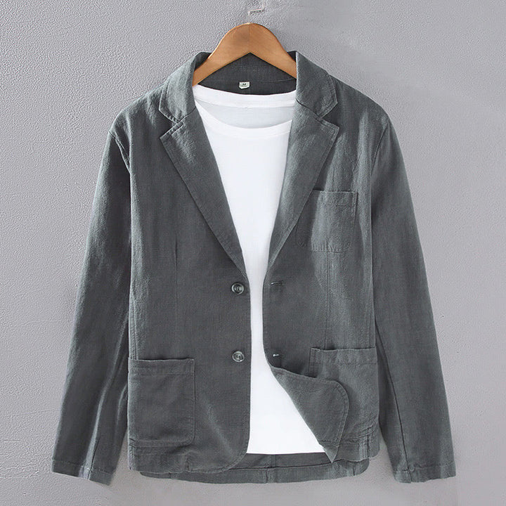 Camisa de lino con botones y bolsillos para hombre, diseño liso, de manga larga y Buddha Stones - Gris oscuro - US/UK/AU42, EU52 (3XL) - image 0