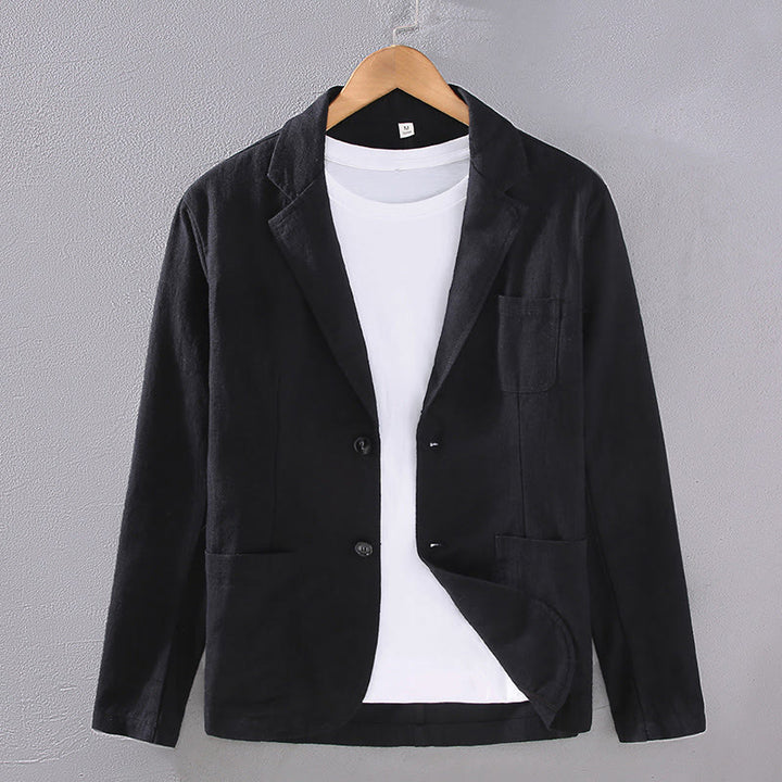 Camisa de lino con botones y bolsillos para hombre, diseño liso, de manga larga y Buddha Stones - Negro - US/UK/AU42, EU52 (3XL) - image 10