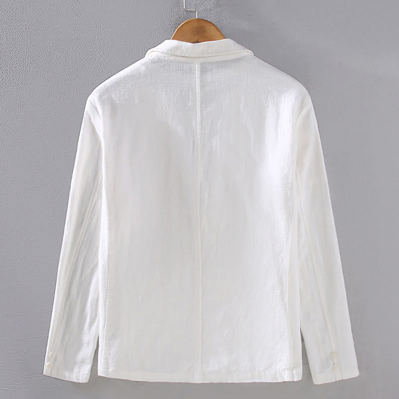 Camisa de lino con botones y bolsillos para hombre, diseño liso, de manga larga y Buddha Stones - image 2