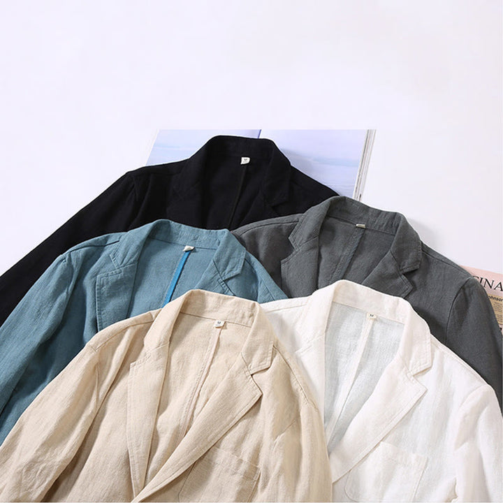 Camisa de lino con botones y bolsillos para hombre, diseño liso, de manga larga y Buddha Stones - image 11
