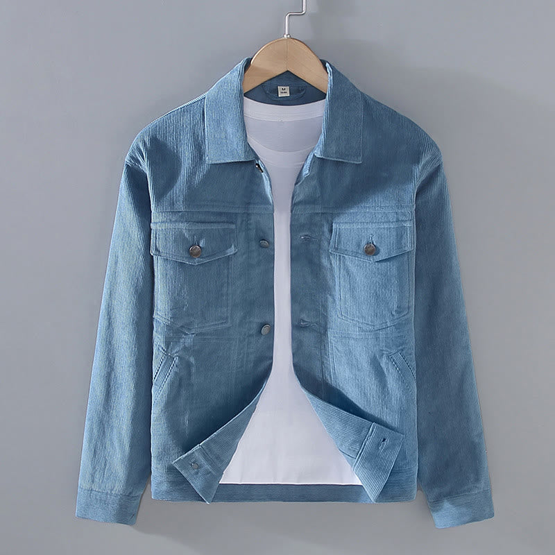 Chaqueta de algodón para hombre, con diseño de botones, manga larga y bolsillos, con estampado de Buddha Stones - Azul acero - US/UK/AU42, EU52 (3XL) - image 8