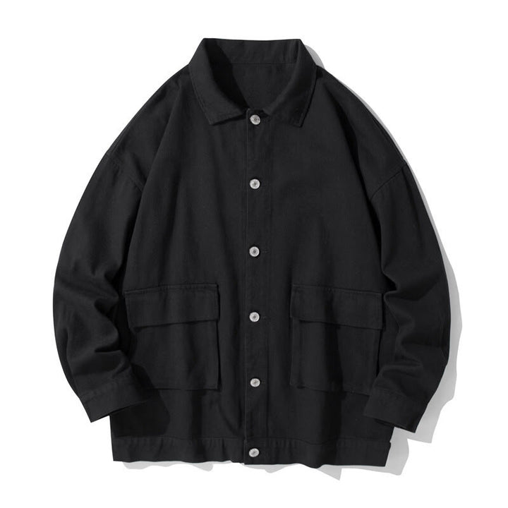 Chaqueta de algodón para hombre, con cuello alto, botones y manga larga, con estampado de Buddha Stones y bolsillos. - Negro - US/UK/AU50, UE60 (5XL) - image 0