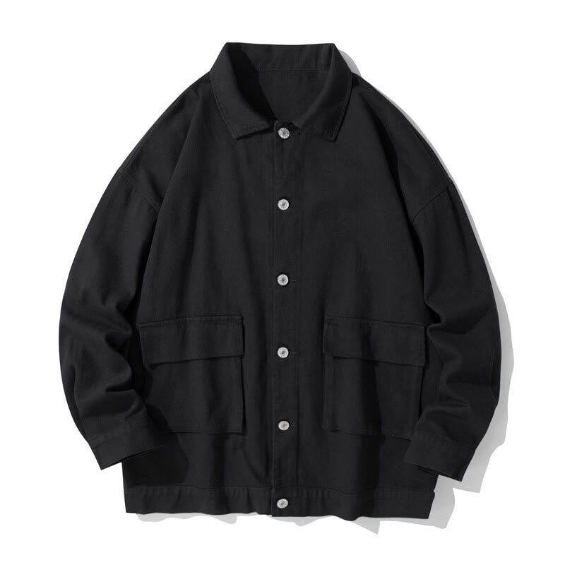 Chaqueta de algodón para hombre, con cuello alto, botones y manga larga, con estampado de Buddha Stones y bolsillos. - Negro - US/UK/AU50, UE60 (5XL) - image 1