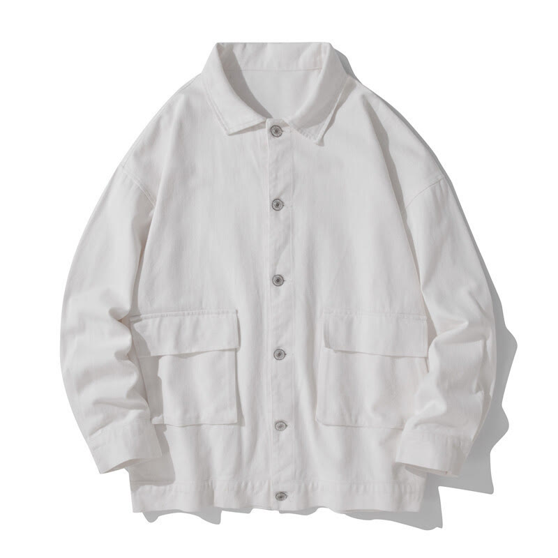 Chaqueta de algodón para hombre, con cuello alto, botones y manga larga, con estampado de Buddha Stones y bolsillos. - Blanco - US/UK/AU50, UE60 (5XL) - image 6