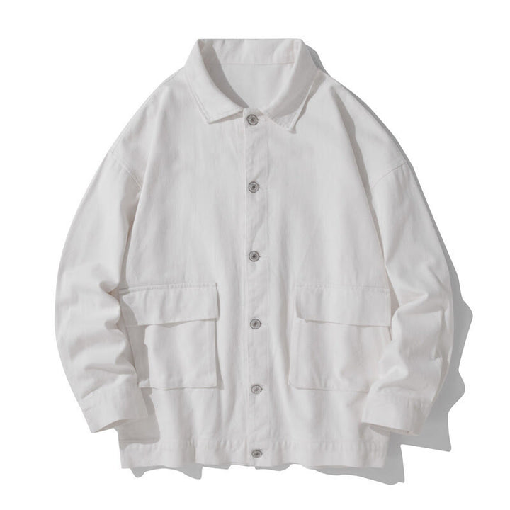 Chaqueta de algodón para hombre, con cuello alto, botones y manga larga, con estampado de Buddha Stones y bolsillos. - Blanco - US/UK/AU50, UE60 (5XL) - image 6
