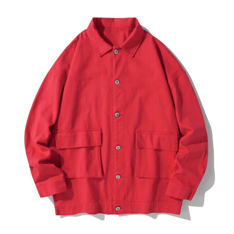 Chaqueta de algodón para hombre, con cuello alto, botones y manga larga, con estampado de Buddha Stones y bolsillos. - Carmesí - US/UK/AU50, EU60 (5XL) - image 10