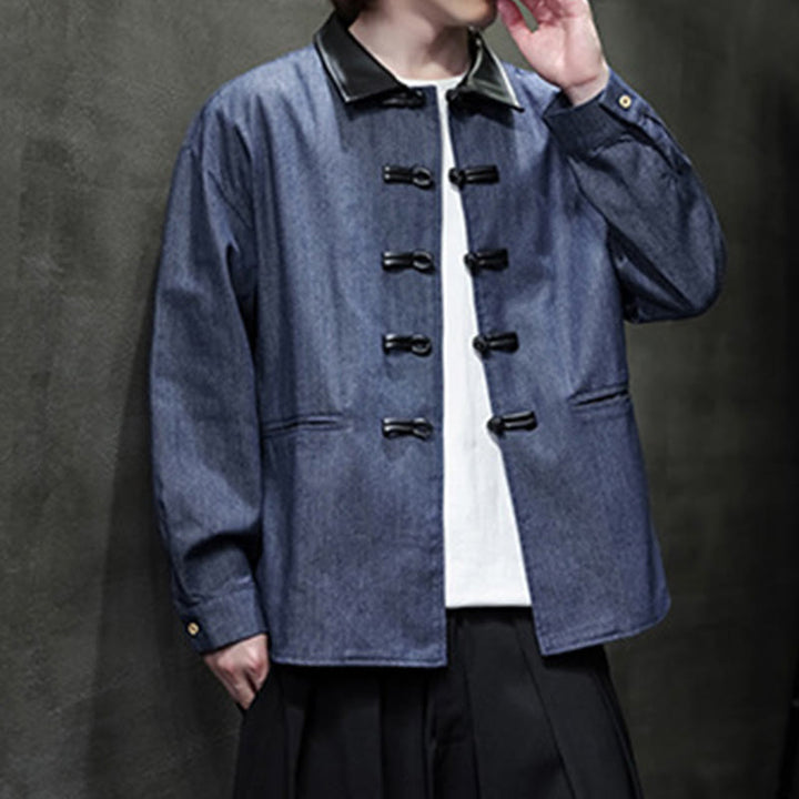 Camisa de algodón de manga larga con botones de rana y bolsillos para hombre de Buddha Stones - image 5