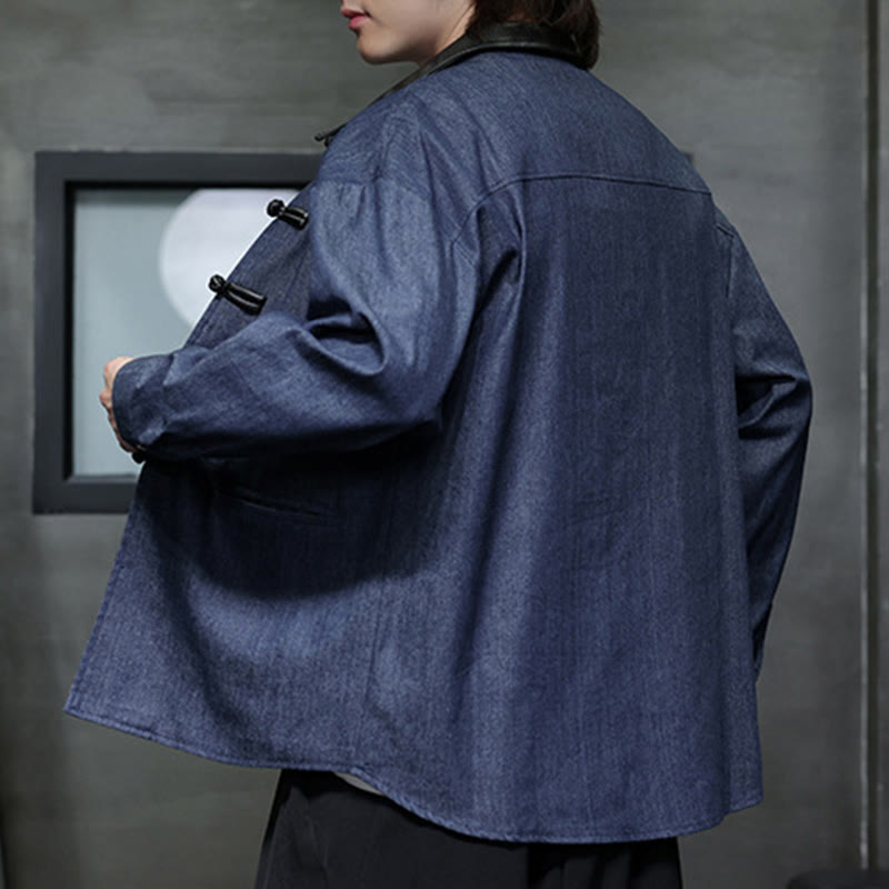 Camisa de algodón de manga larga con botones de rana y bolsillos para hombre de Buddha Stones - image 8