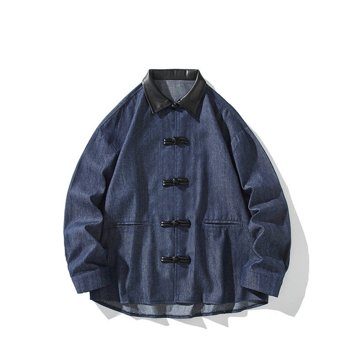 Camisa de algodón de manga larga con botones de rana y bolsillos para hombre de Buddha Stones - image 2