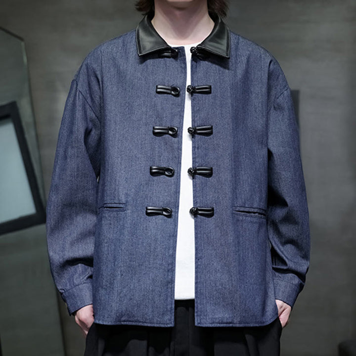 Camisa de algodón de manga larga con botones de rana y bolsillos para hombre de Buddha Stones - image 3
