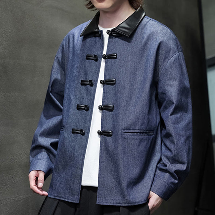 Camisa de algodón de manga larga con botones de rana y bolsillos para hombre de Buddha Stones - image 4