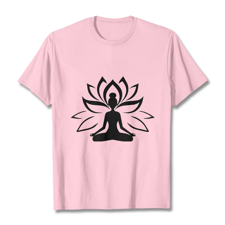 Camiseta con Buddha Stones y loto meditando - Rosa claro - 2XL - image 13