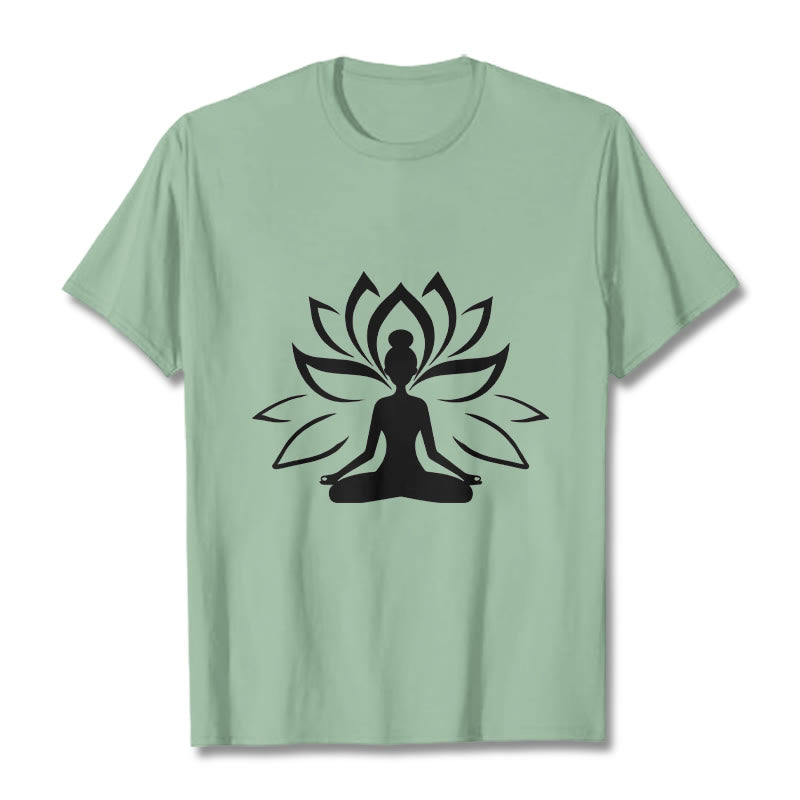 Camiseta con Buddha Stones y loto meditando - Verde pálido - 2XL - image 15