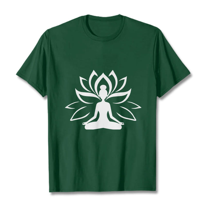 Camiseta con Buddha Stones y loto meditando - Verde bosque - 2XL - image 1