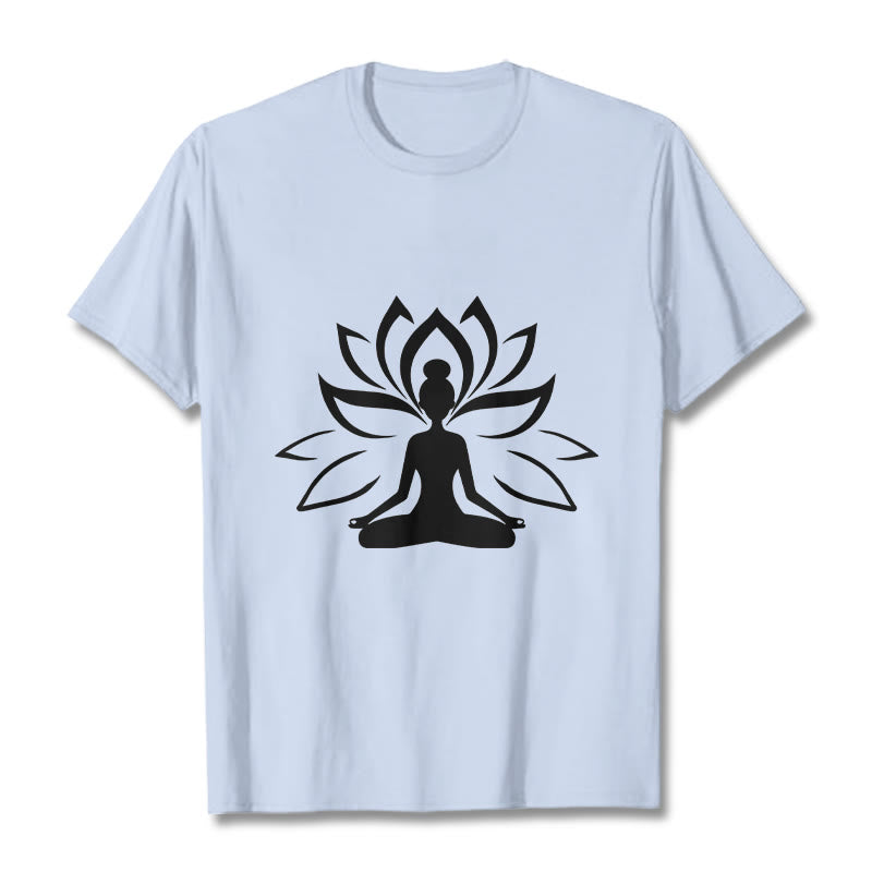 Camiseta con Buddha Stones y loto meditando - Cian claro - 2XL - image 19