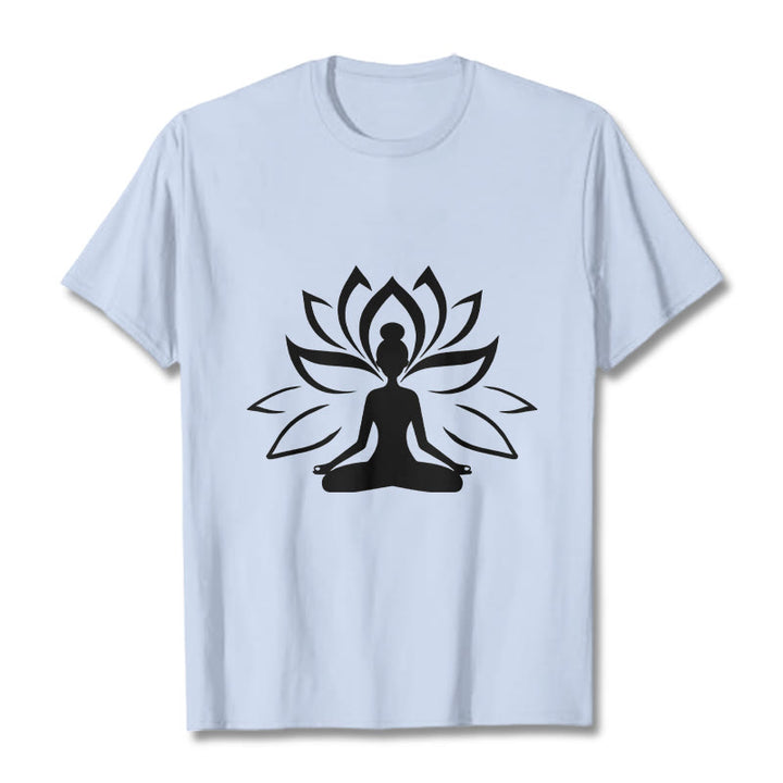 Camiseta con Buddha Stones y loto meditando - Cian claro - 2XL - image 19