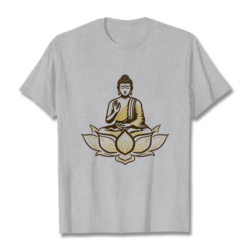 Camiseta "Buddha Stones" con Buda meditando en el loto - Gris claro - 2XL - image 20