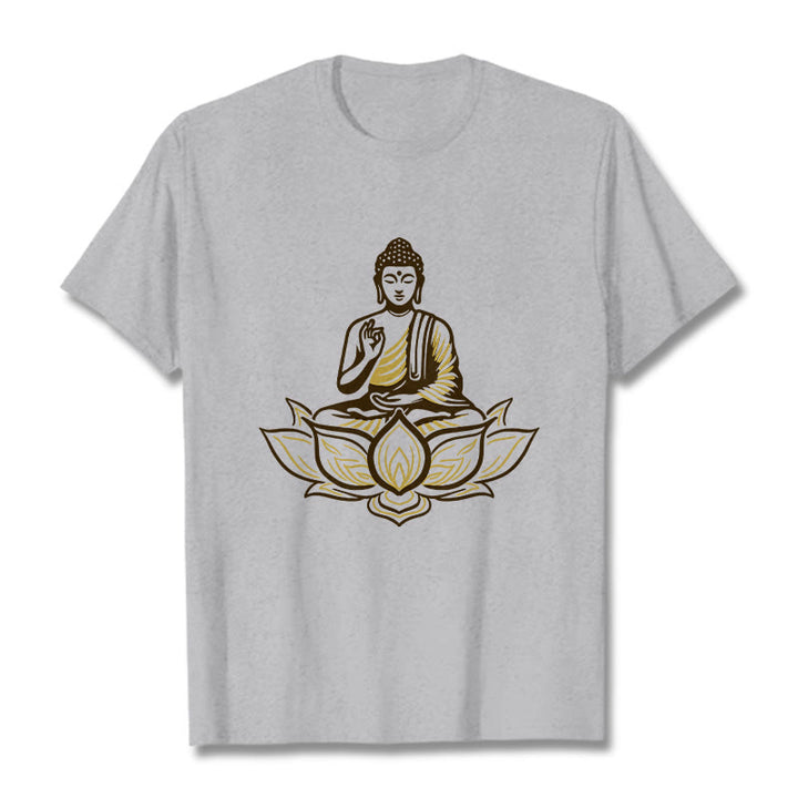 Camiseta "Buddha Stones" con Buda meditando en el loto - Gris claro - 2XL - image 20