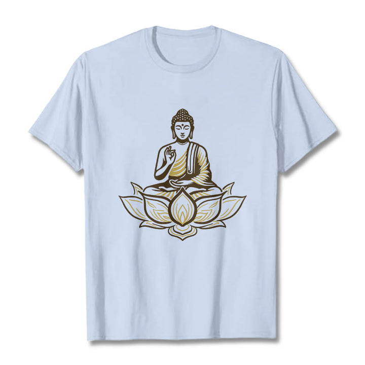 Camiseta "Buddha Stones" con Buda meditando en el loto - Cian claro - 2XL - image 19