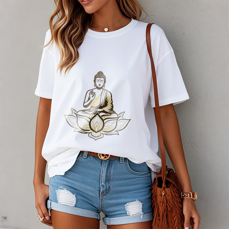 Camiseta "Buddha Stones" con Buda meditando en el loto - image 3